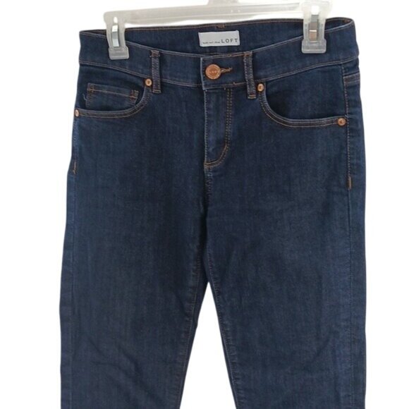 LOFT Jeans Womens Size 0 Dark Wash Modern Straight Stretch Denim Classic Fit - Picture 3 of 7